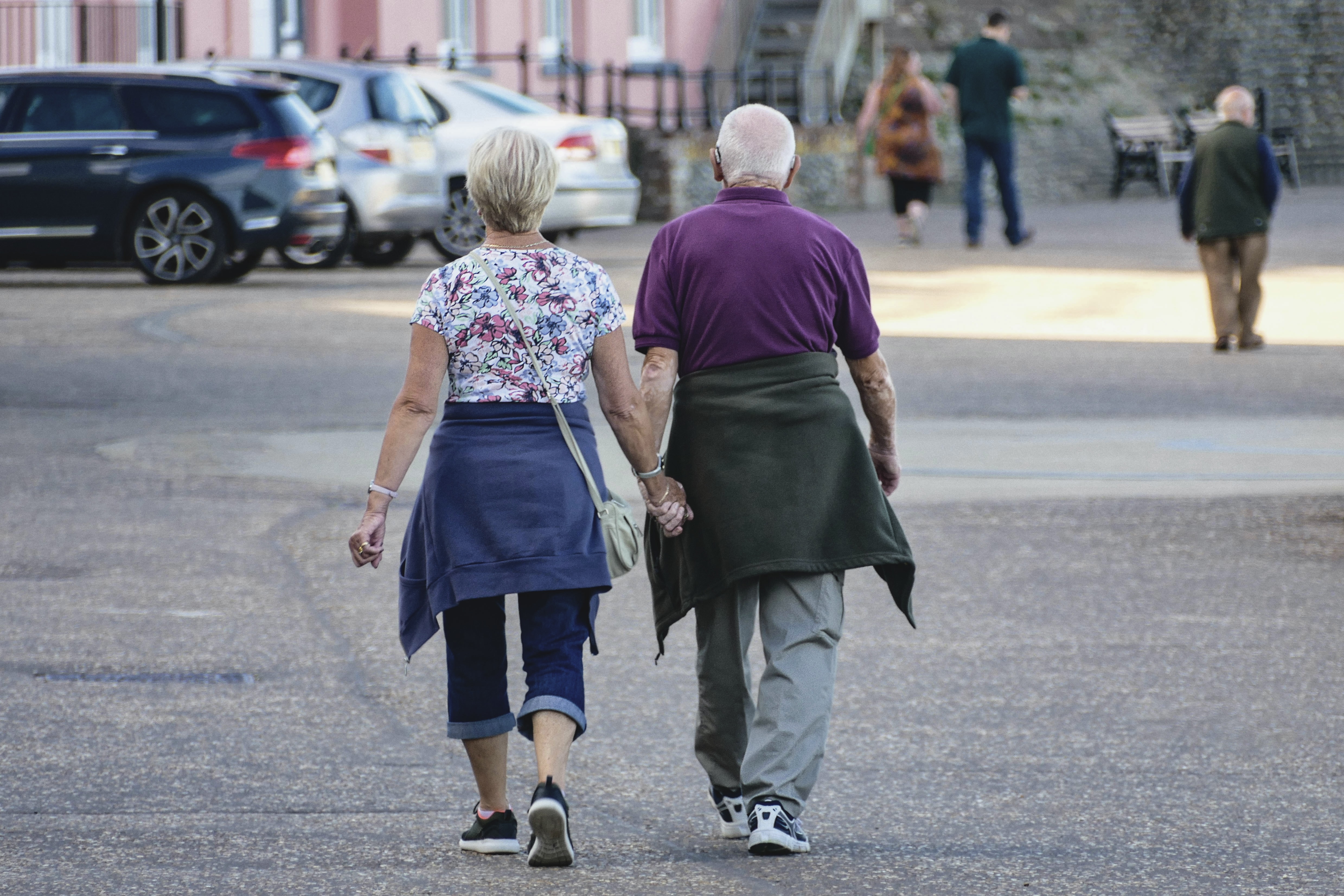 Couple walking outdoors